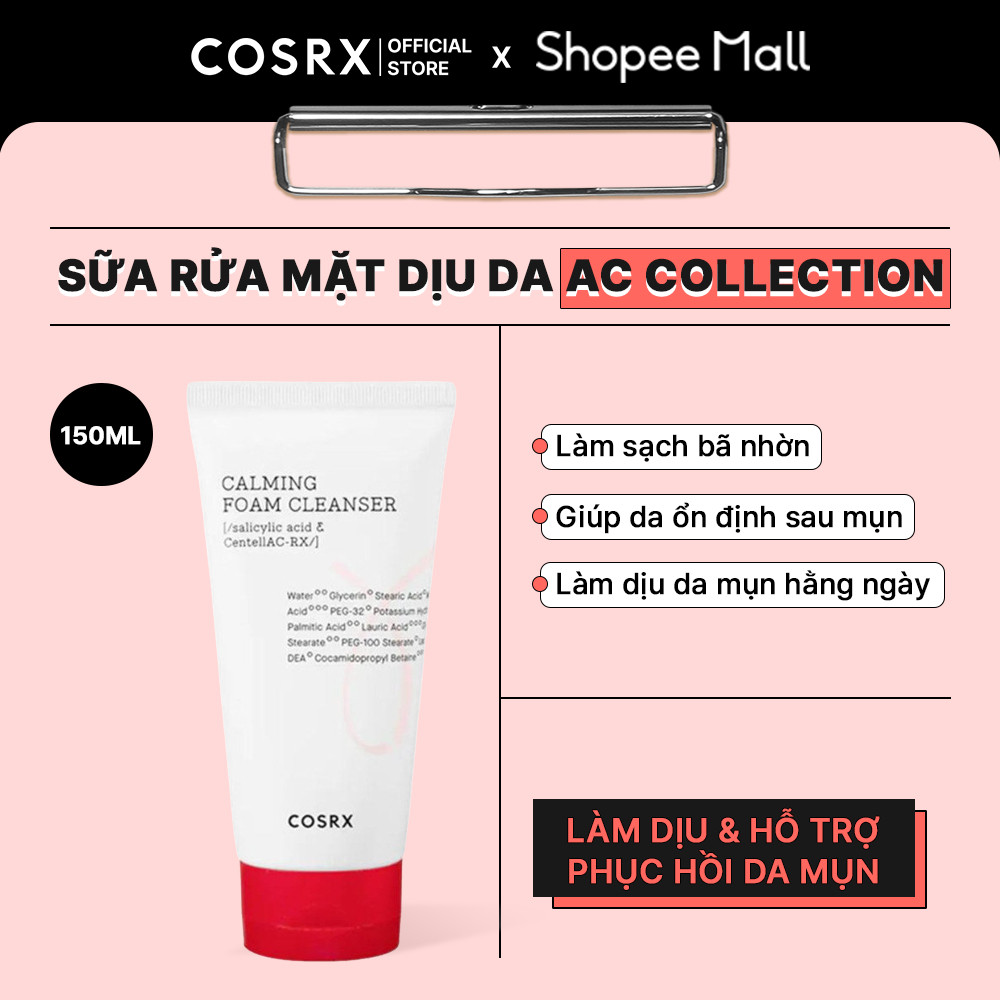 COSRX Sữa rửa mặt AC Collection Calming Foam Cleanser 2.0 150ml