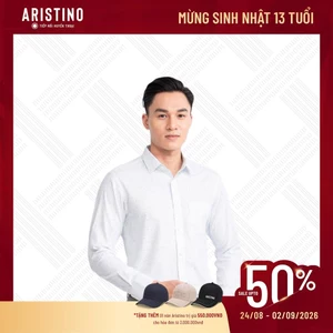 Áo Sơ Mi Trắng Nam Aristino tay dài vải Bamboo sợi tre cao cấp phom suông màu trắng xanh ALS17303