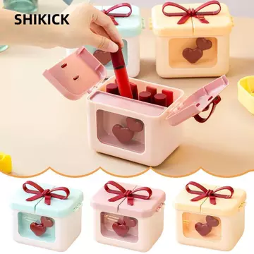 Hộp đựng son môi SHIKICK, Hộp đựng mỹ phẩm chống bụi di động, Quà tặng Hộp đựng mỹ phẩm nơ đa chức năng