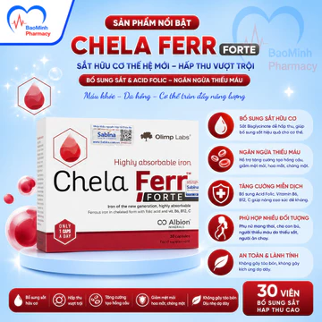 Sắt Hữu Cơ Cho Bà Bầu Olimp Labs Chela Ferr Forte | Hỗ Trợ Giảm Nguy Cơ Thiếu Máu, Bổ Sung Sắt Dễ Hấp Thu | Hộp 30 Viên