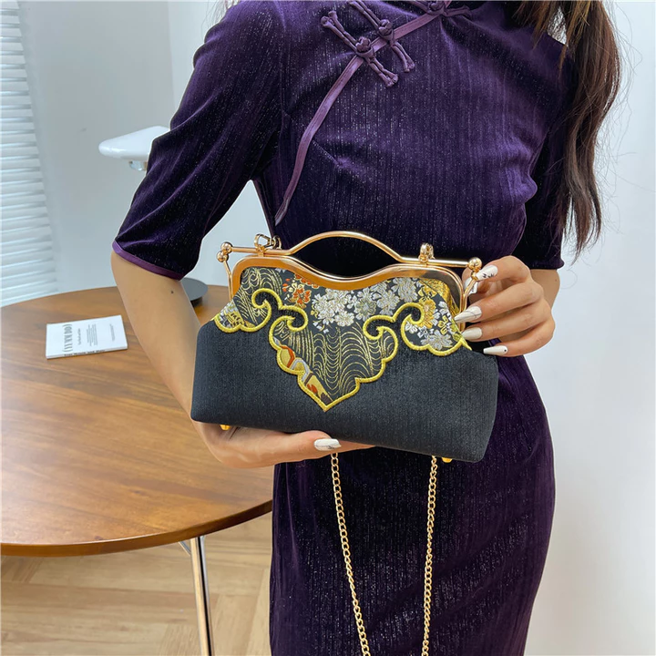 Túi xách nữ phong cách Trung Quốc Túi đeo chéo Sườn xám Túi sàn catwalk Túi ăn tối Túi xách nữ phong cách Trung Quốc Túi xách Túi vàng Túi đeo vai Túi đeo chéo  – 7