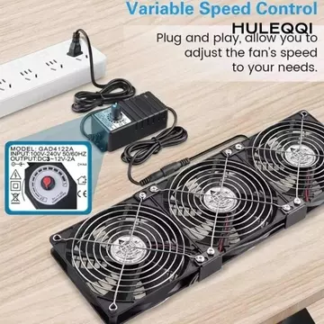 Quạt xả đa chức năng HULEQI, Quạt thông gió làm mát hiệu quả cao lưu thông không khí, chất lượng với bộ điều khiển tốc độ Bộ thu Modem quạt làm mát xả