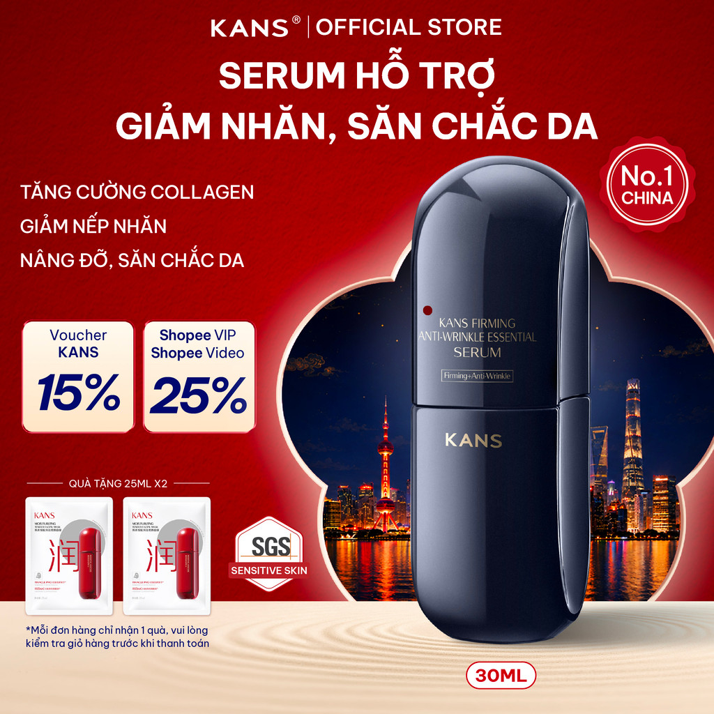 [HÀNG MỚI VỀ] KANS Serum Săn Chắc Da & Giảm Nếp Nhăn 30ml Giúp Tăng Độ Đàn Hồi, Hỗ Trợ Thúc Đẩy Collagen, Chống Lão Hóa