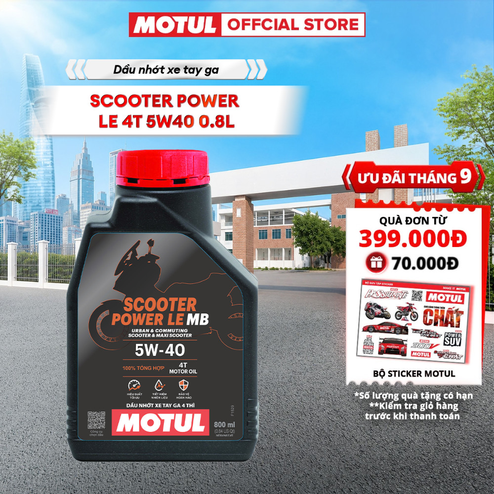 Dầu nhớt xe tay ga Motul Scooter Power LE 4T 5W40 dung tích 0.8L