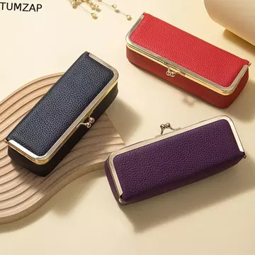 Túi đựng mỹ phẩm TUMZAP, Túi đựng đồ trang sức di động bằng da, Hộp đựng kính mắt có gương màu trơn Hộp đựng kính râm nhỏ gọn cho son môi