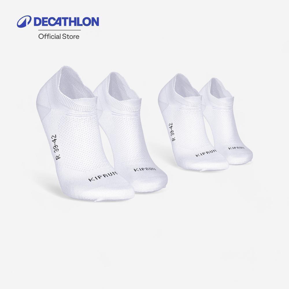 Decathlon Gói 2 Đôi Tất Chạy Vô Hình Mỏng Chạy Ngắn 500 1 2-Đen Trắng