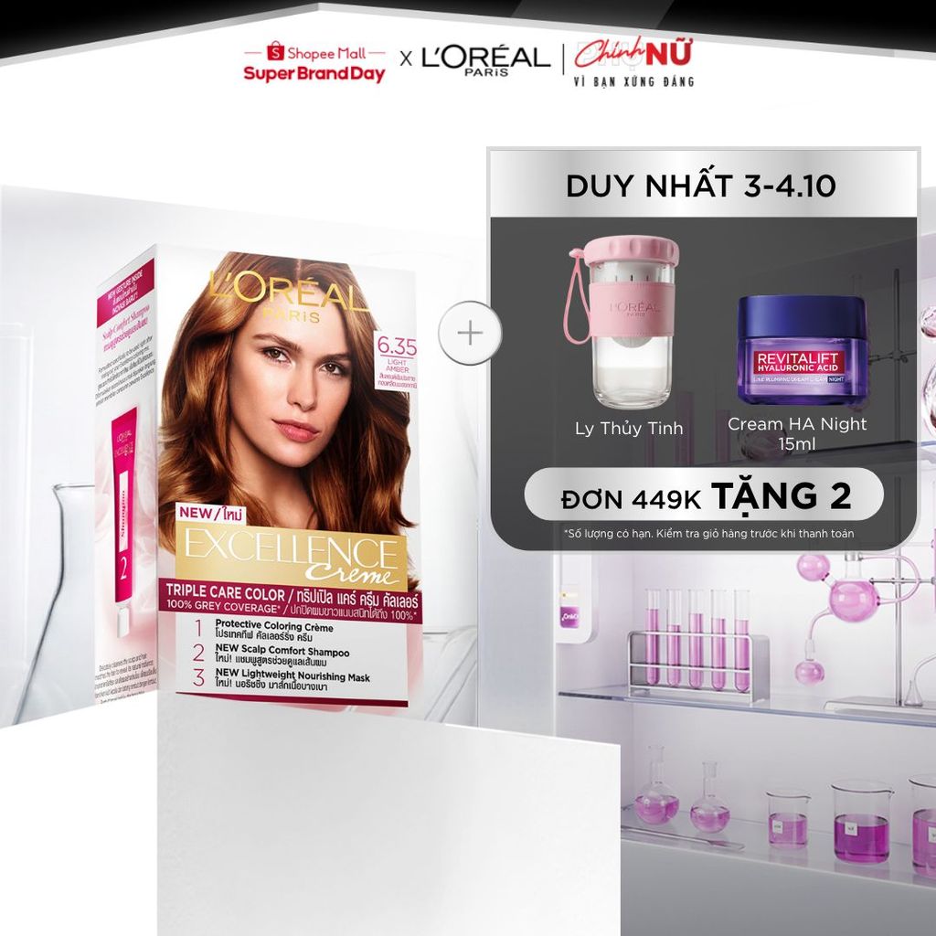 Màu nhuộm dưỡng tóc phủ bạc bảo vệ gấp 3 L'Oreal Paris Excellence Crème 172ml