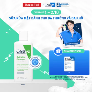 Sữa rửa mặt giúp làm sạch sâu dành cho da thường và da khô Cerave Hydrating Cleanser 88ML