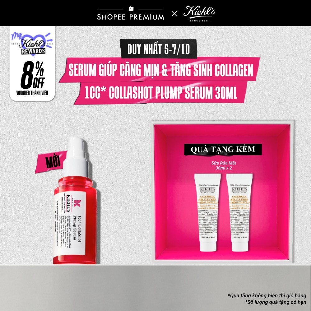 Serum giúp da căng mịn & tăng sinh collagen Kiehl’s 1cc CollaShot Plump Serum 30ml