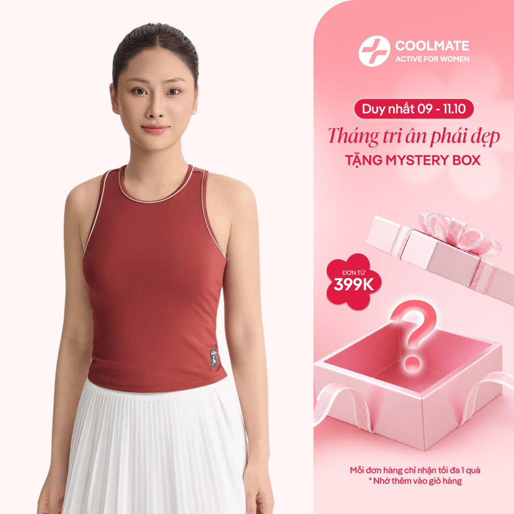 [399K TẶNG MYSTERYBOX]Áo tanktop có đệm mút lót trong Pickleball nữ Driveshot Essentials co giãn - Coolmate Women