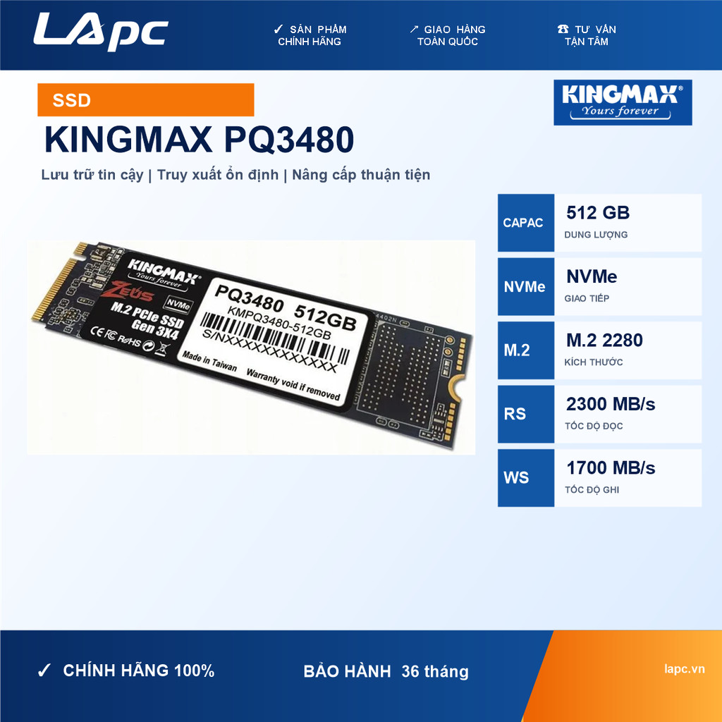 Kingmax Zeus PQ3480 512GB M.2 NVMe Gen3 x4 | Shopee Việt Nam
