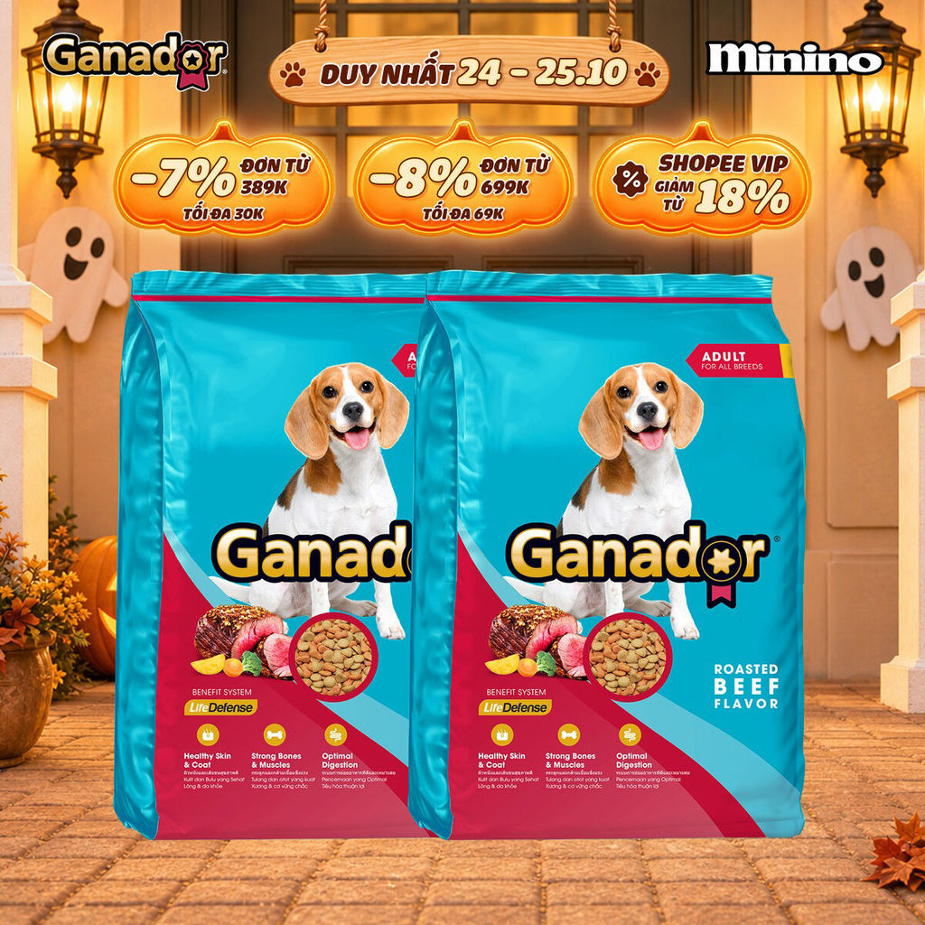 [CHỌN VỊ] Combo 2 x Thức ăn hạt Ganador cho chó trưởng thành vị Bò nướng/ Gà nướng/ Heo quay 3kg