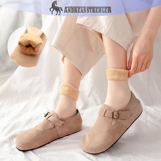 Onetimingfine Nhung Mới Nữ Mùa Đông Ấm Áp Làm Dày Tất Giữ Nhiệt Mềm Mại Thường Ngày Màu Trơn Tất Len Cashmere Nhà Giày Trượt Tuyết Tầng Tất 1 Cặp VN