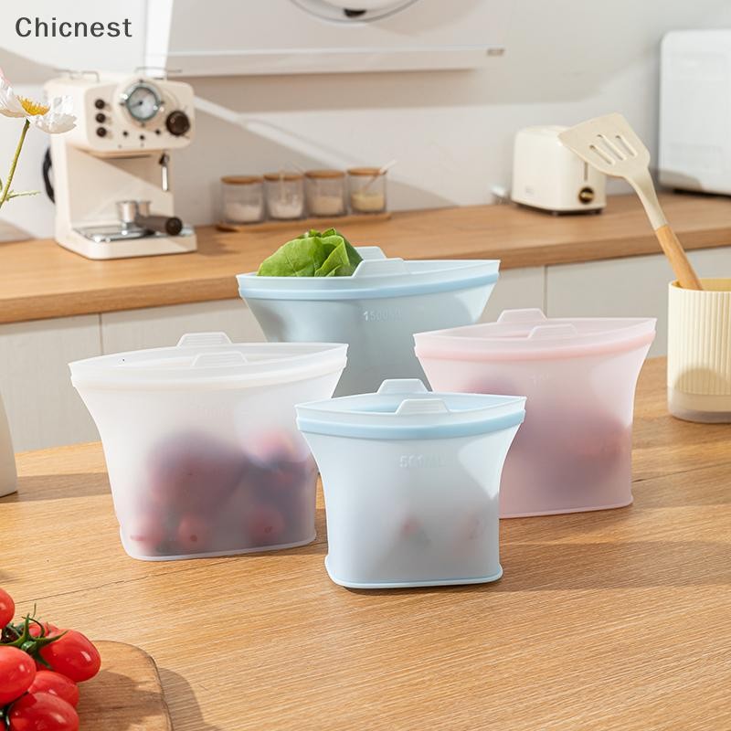 [Chc] 3 Túi Bảo Quản Thực Phẩm Silicon Có Thể Tái Sử Dụng Đứng Lên Hộp Đựng Chống Rò Rỉ Túi Tươi Bảo Quản Thực Phẩm Bọc Tươi [VN]