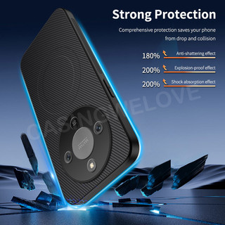 Ốp Điện Thoại Cho Honor X9d X70 X9c Smart X9B 5G 4G 2025 Họa Tiết Sợi Carbon Từ Tính Chống Sốc Bảo Vệ Mặt Sau Bìa Cứng