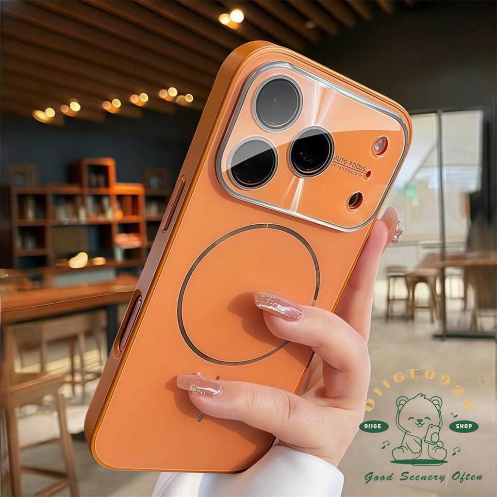 【 Ốp lưng iPhone17 】 Vỏ điện thoại từ tính mờ laser AG mạ cam iphone17 Pro Max 16 15 14 13 12 cho vỏ iPhone Vỏ mềm silicon TPU chống sốc