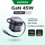 Bộ sạc GaN UGREEN 45W USB-C * 2 / USB-A * 1 / 3 cổng Sạc nhanh Nexode GaN với cáp USB C có thể thu vào 70cm