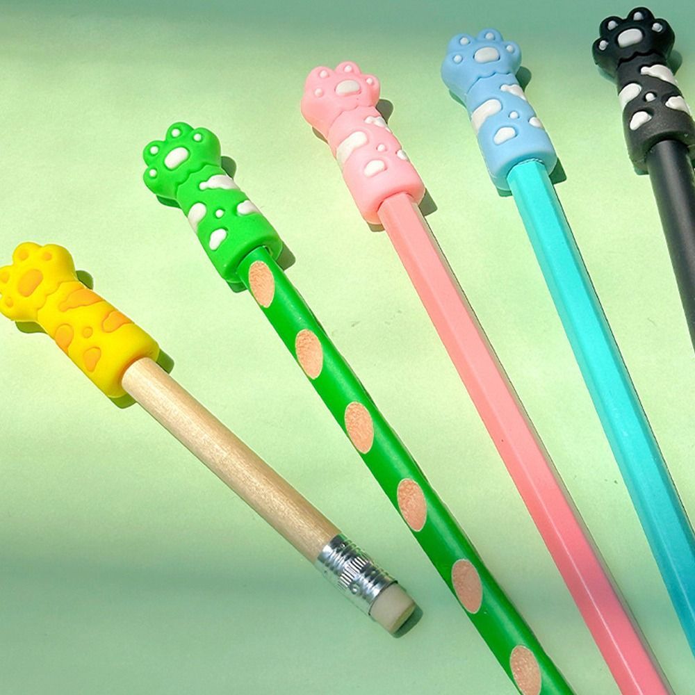 Vỏ bút chì HIGHVIEWLS, Nắp bút silicon mềm nhiều màu, Móng vuốt mèo dễ thương Nhai bút chì mở rộng văn phòng trường học