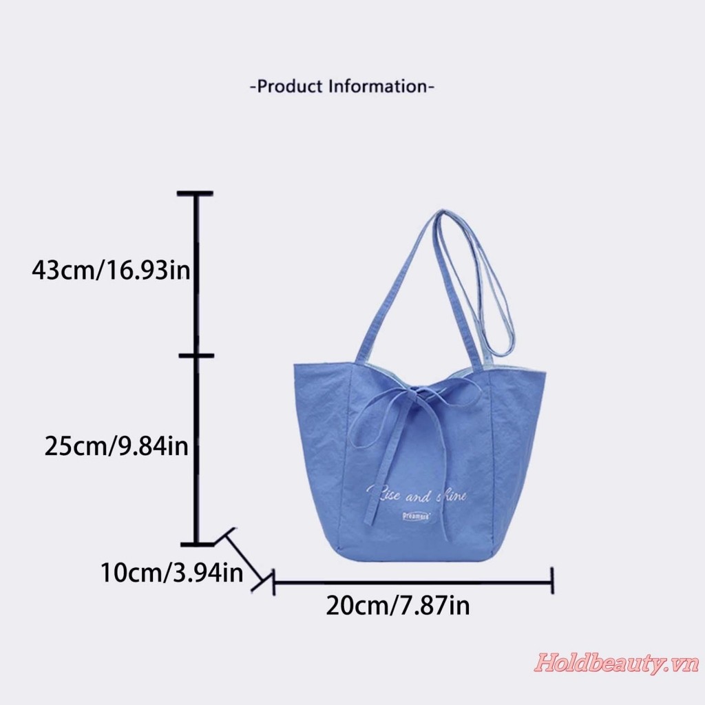 Túi Đeo Vai Tote Nữ Dung Tích Lớn Thêu Anh Đào Kẻ Sọc Có Thể Đảo Ngược Túi Xách Để Mua Sắm Du Lịch Làm Việc