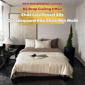 Bộ vỏ chăn ga gối Tencel 60s Memminbedding Luxury dệt Jacquard vân chìm màu sắc thanh nhã sang trọng - L41010-