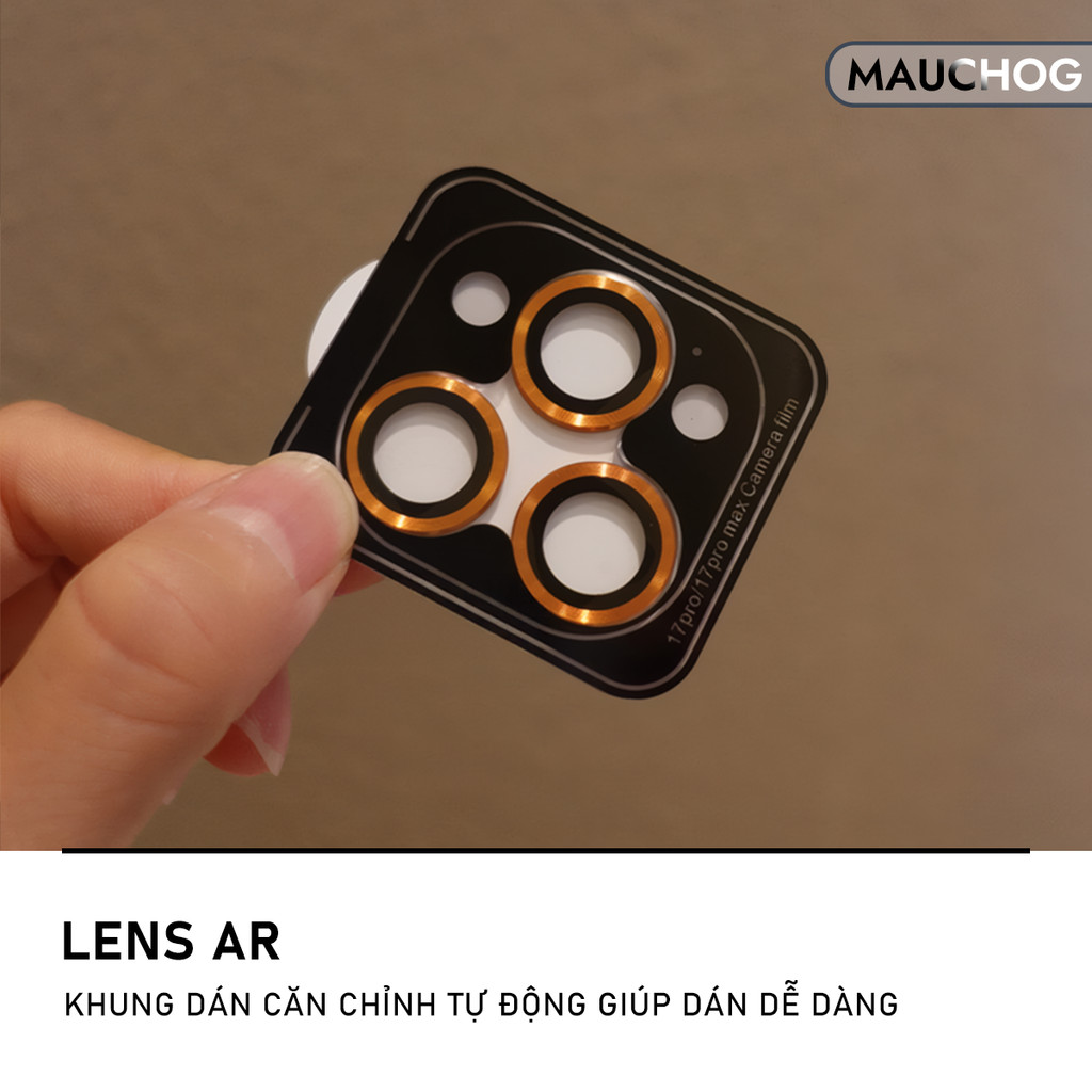 Cường Lực Camera Có Khung Tự Dán Màu Nguyên Bản Cho Điện Thoại iPhone 17 Pro Max 17 Air 16 15 14 13