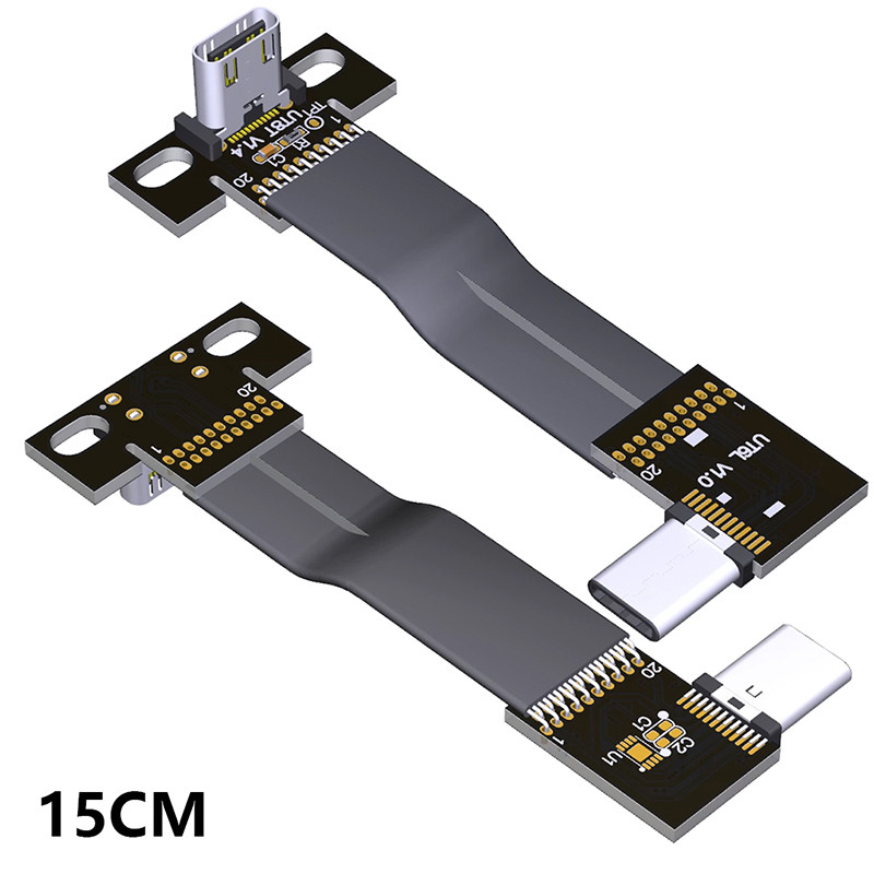 ADT-Link USB 3.2 Type C Nam Sang Type C Nữ Cáp phẳng Gen2x2 20Gbps 10Gbps Bộ mở rộng 90 độ có thể gập lại