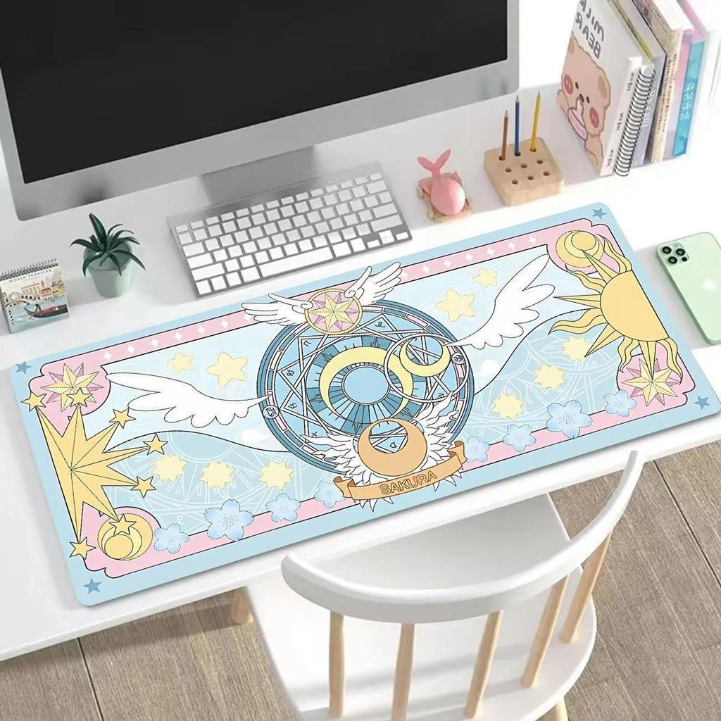 Miếng lót chuột hình tròn ma thuật Anime - Thảm trải bàn chơi game phong cách Mahou Shoujo, dày 3mm & chống trượt
