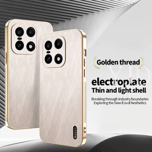 Ốp Lưng Cho OnePlus 15 Vàng Da Lụa Mạ Điện Khung TPU Chống Rơi Vỏ Điện Thoại