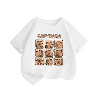cậu bé100% Cotton  thời trang giản dị  Áo thun ngắn tay mềm mại thoải mái thoáng khí, áo capybara cho bé Unisex