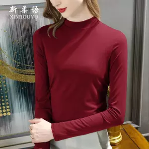 Áo thun cổ cao dài tay dành cho nữ, ấm áp và thời trang mùa thu đông
