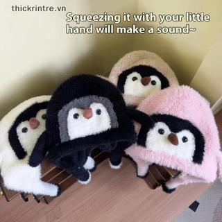 THI Hoạt Hình Ngọt Ngào Dễ Thương Chim Cánh Cụt Tai Mũ Mùa Đông Ngoài Trời Ấm Áp Dày Sang Trọng Chống Gió Mềm Áo Chui Đầu Mũ Trẻ Em Quà Tặng VN