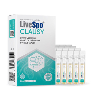 Men vi sinh LiveSpo Clausy , giảm rối loạn tiêu hóa cho người uống kháng sinh hộp 20 ống x 5ml
