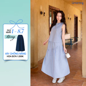 Set lẻ Áo kiểu cổ yếm GUMAC - Gmorning YAG03024 - Chân váy nơ xoè GUMAC - Gmorning YVG03023