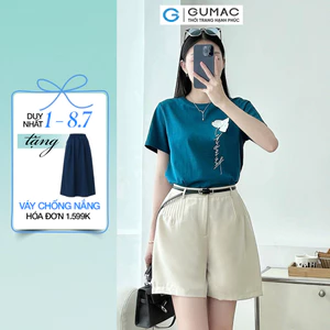 Quần short nữ GUMAC 2 lớp chiết ly gân nhỏ màu be - đen vải mềm mát có túi SHE07030