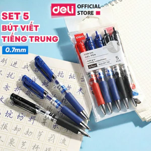 Bút Gel Deli Luyện Viết Tiếng Trung, Hàn, Nhật Ngòi 0.7mm Có Đệm Tay Viết Siêu Mượt Nhanh Khô