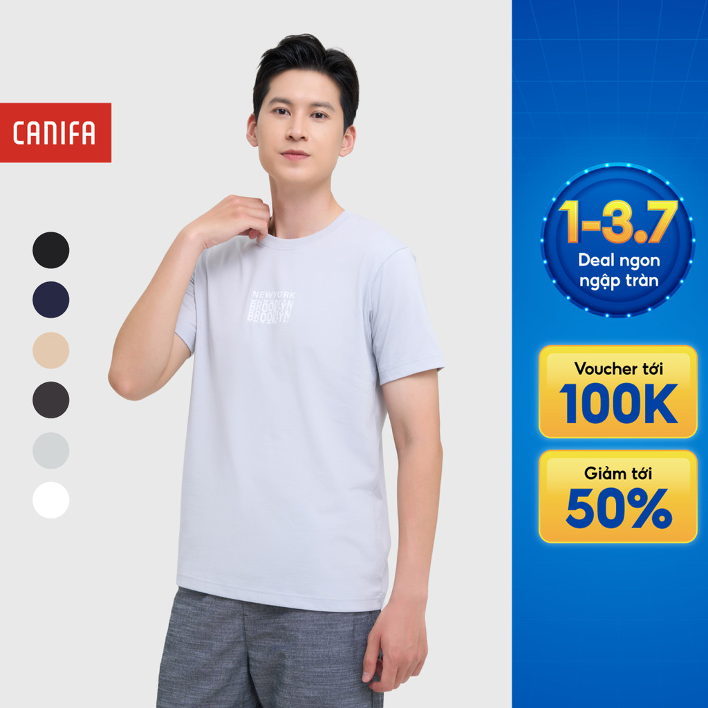 Áo phông nam form rộng cộc tay CANIFA chất cotton mềm mại có hình in 8TS25S001