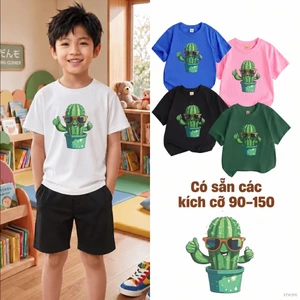 Áo thun bé trai cá tính Phong cách Hàn Quốc Co giãn tốt bé trai nhỏ họa tiết xương rồng