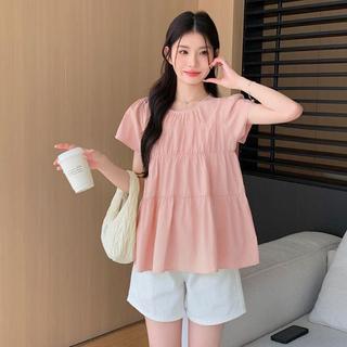 [Giảm giá 50%] Cover Belly Slimer Look Plus Size Áo sơ mi ngắn tay mùa hè phong cách mỏng Fat mm Áo sơ mi em bé dáng rộng