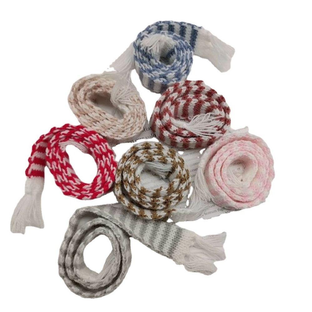 FLAZEA Khăn quàng cổ mùa đông dễ thương, Khăn dệt kim búp bê Handmake, Phụ kiện búp bê thu nhỏ DIY Khăn sọc thời trang nhiều màu cho búp bê Cotton 15 ~ 20cm Đồ chơi quà tặng trẻ em