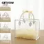 Túi Tote đóng gói cầm tay GETVOW, Túi quà tặng màu trắng hồng PVC, Túi mua sắm dung lượng lớn thực tế trong suốt chất lượng cao
