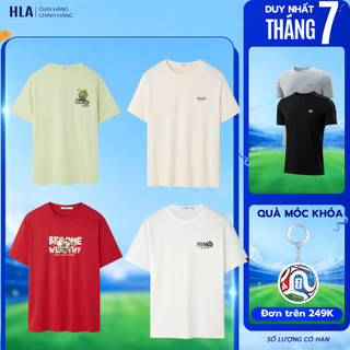 [Super Sale 50%] Áo thun nam HLA Basic họa tiết viền, chất liệu mát lạnh, thoáng khí thoải mái vận động