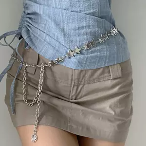 Vintage Nữ Thắt Lưng Nữ Kim Loại Ngôi Sao Pentagram Dây Xích Thắt Lưng sel Thắt Lưng Dây Xích Nữ Trang Trí Cơ Thể VN