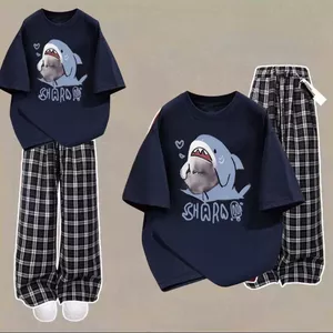 Tổng hợp Sét Bộ Quần dài ống rộng KẺ CARO đen bản to+ Mix Áo Phông Form màu xanh than cá mập-ẻgrfws
