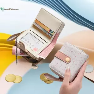 BeautifulHomeA Mèo Dễ Thương Da PU Ví Đựng Tiền Xu Nữ Thời Trang Ngắn Ví Gấp Dây Kéo Ví Đựng Thẻ ID Du Lịch Nhẹ Tiền Đồng Xu Túi VN