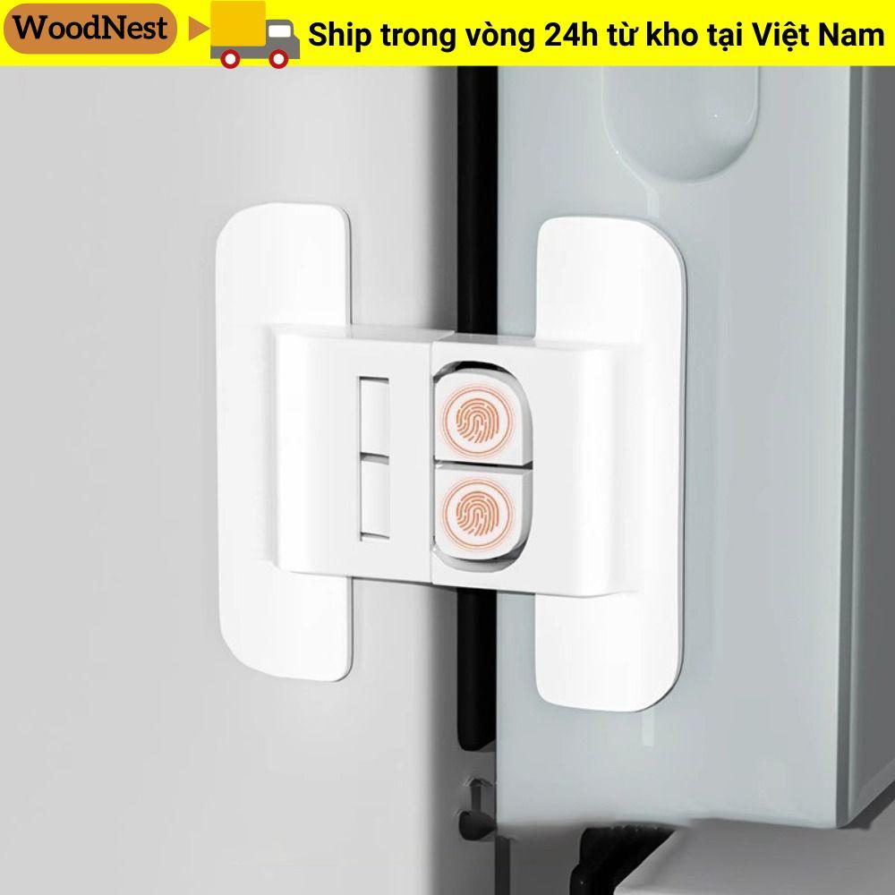 Khóa tủ lạnh WOODNEST, Khóa an toàn trẻ em ABS chống mở, Khóa đóng màu trắng