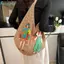 Túi Tote Dệt Kim FUJIOU, Túi Đeo Vai Dệt Phong Cách Bohemian Ngọt Ngào, Sáng Tạo Rỗng Ra Hoạt Hình Thêu Móc Túi Đi Biển Mùa Hè