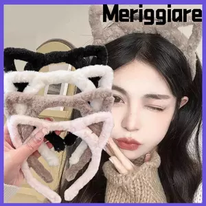 Băng Đô Tai Mèo MERIGGIARE, Băng Đô Quấn Tóc Sang Trọng Di Động Hoạt Hình, Ngọt Ngào Nhẹ Màu Trơn Đảng Mũ Trang Phục