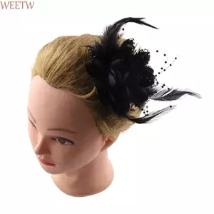 WEETW Hoa Lông Vũ Kẹp Tóc Lưới Băng Đô Quấn Tóc Cô Dâu Cưới Kẹp Tóc Cho Bé Gái Trẻ Em Mỏ Vịt Kẹp Tóc Thời Trang Dây Chụp Ảnh Hoa Mũ Đội Đầu Nữ Scrunchie