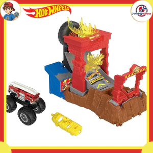 Hot Wheels Monster Truck Fire Crash Challenge (Mini Car Playset) — Includes 1 Monster Truck — Ages 4+ (HNB90)