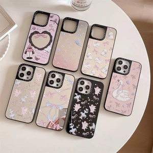 Ốp lưng iPhone, CASETiFY, Gương mèo con Reben Hutan Hi, Dành cho iPhone 15 Pro Max, 14, 13, 12, 11 Pro MAX, 14, 15 Plus, Chất liệu TPU, Chữ bên, Chống sốc, Vỏ điện thoại, Mặt sau hoạt hình